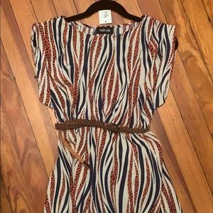 Cap sleeve belted dress